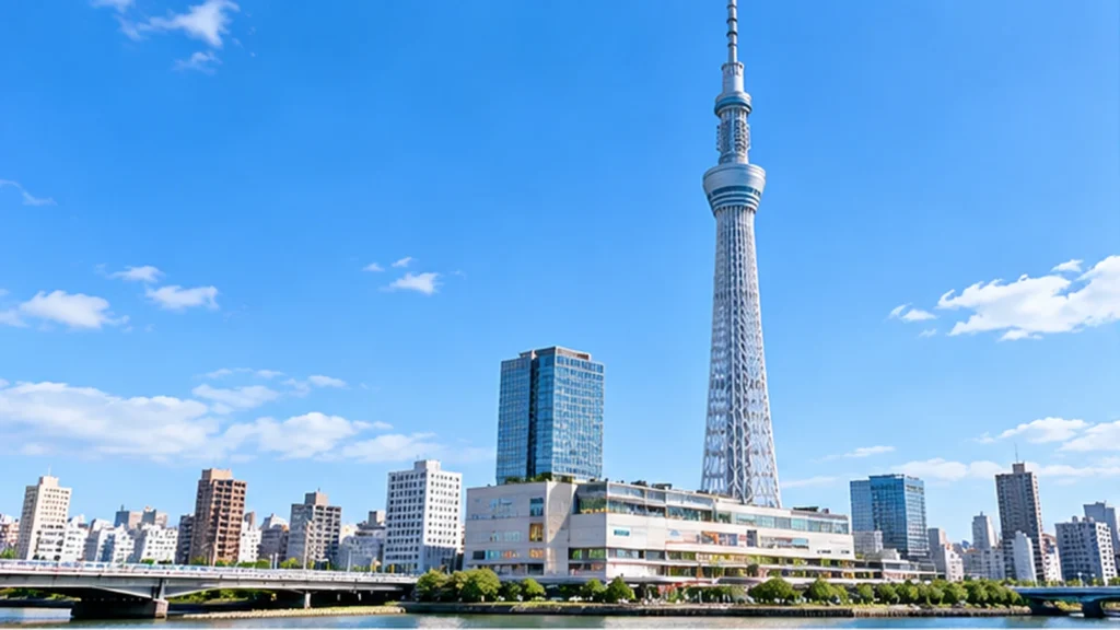 東京スカイツリーと周辺の街並みを望む風景